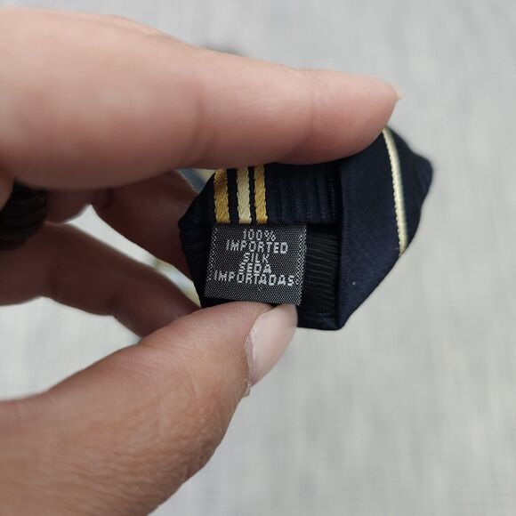 Wilke-Rodriguez Neck Tie 100% Imported Silk Mens Black Gold Formal Wedding Prom - Picture 7 of 12